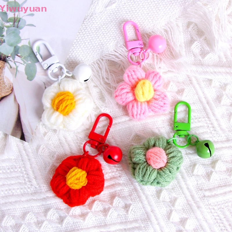 < Yiwuyuan > Móc Khóa Xe Hơi / Ba Lô / Túi Xách Trang Trí Hình Hoa Đan Móc Khóa Màu Sắc Dễ Thương