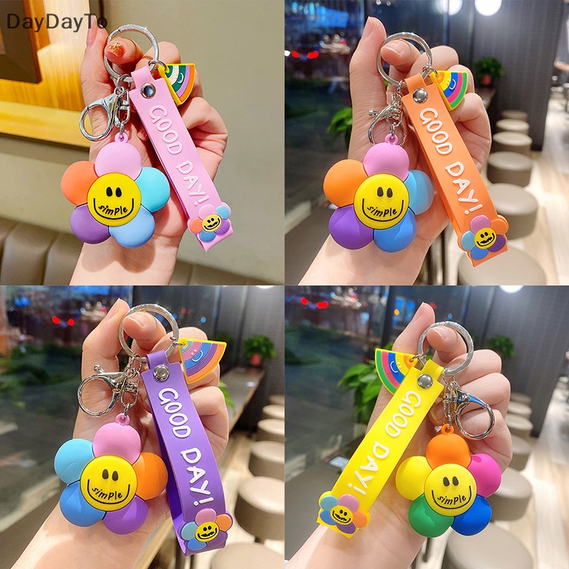 Móc Khóa Hình Hoa Mặt Cười Nhiều Màu Sắc Dễ Thương Sáng Tạo Dành Cho Nữ