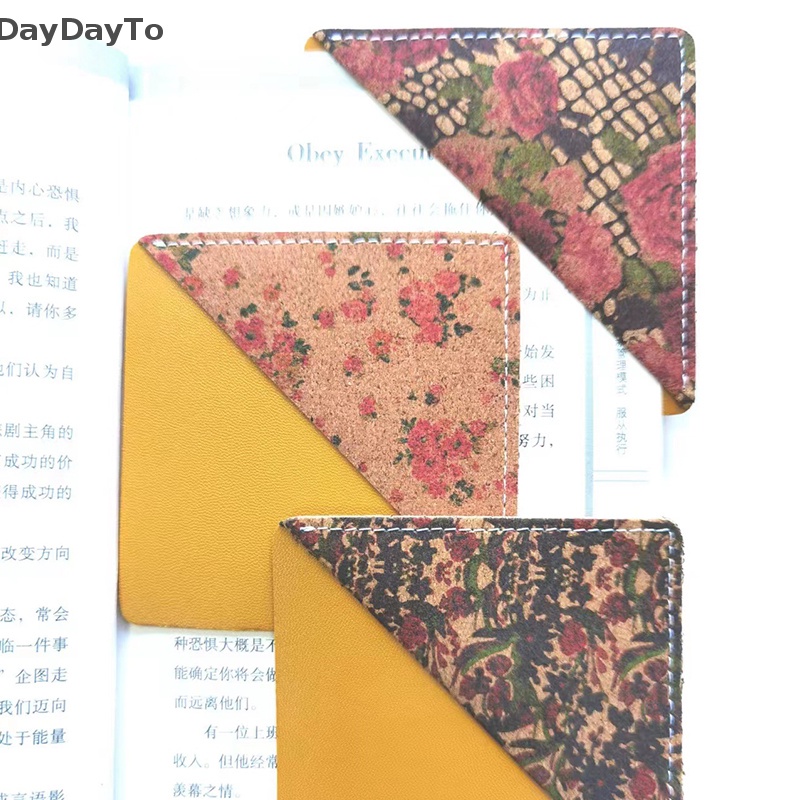 Daydo Bookmark Da Di Động Họa Tiết Hình Học Làm Quà Tặng Trang Trí Sách Có Nút Bần