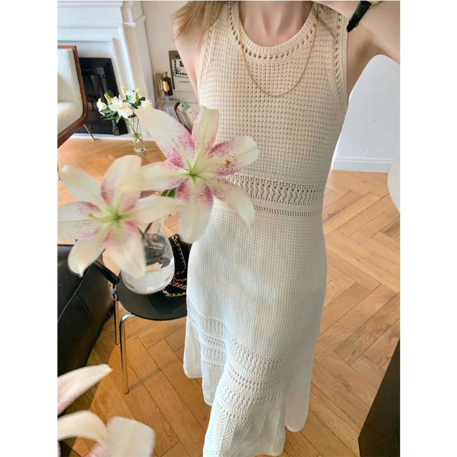 Đầm Dệt Kim Sát Nách Khoét Lỗ Thanh Lịch Thời Trang Mùa Hè Cho Nữ