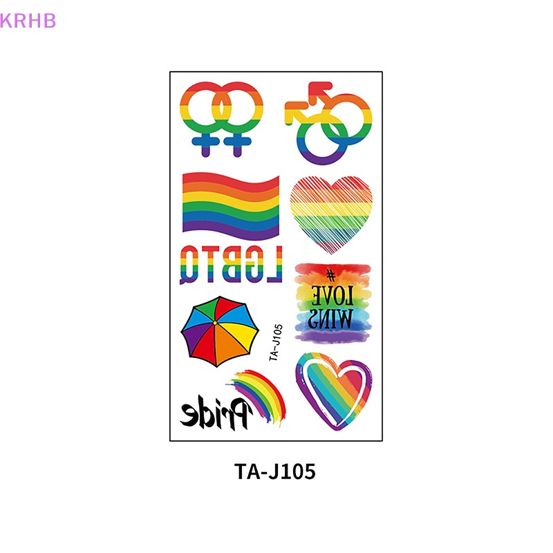 Miếng Dán Hình Xăm Tạm Thời KRHB Rain Pride LGBT Chống Thấm Nước Mới