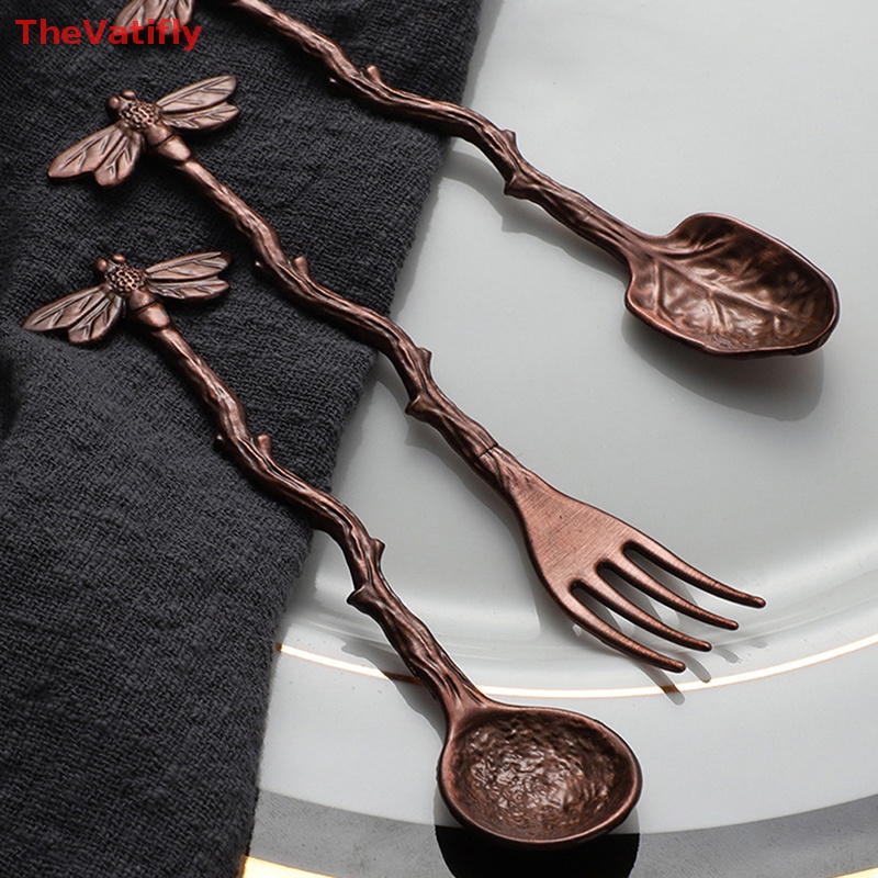 [Thevalifly] Nĩa Ăn Trái Cây / Bánh Ngọt Hình Chuồn Chuồn / Cành Sao Biển Bằng Hợp Kim Cổ Điển Làm Quà Tặ