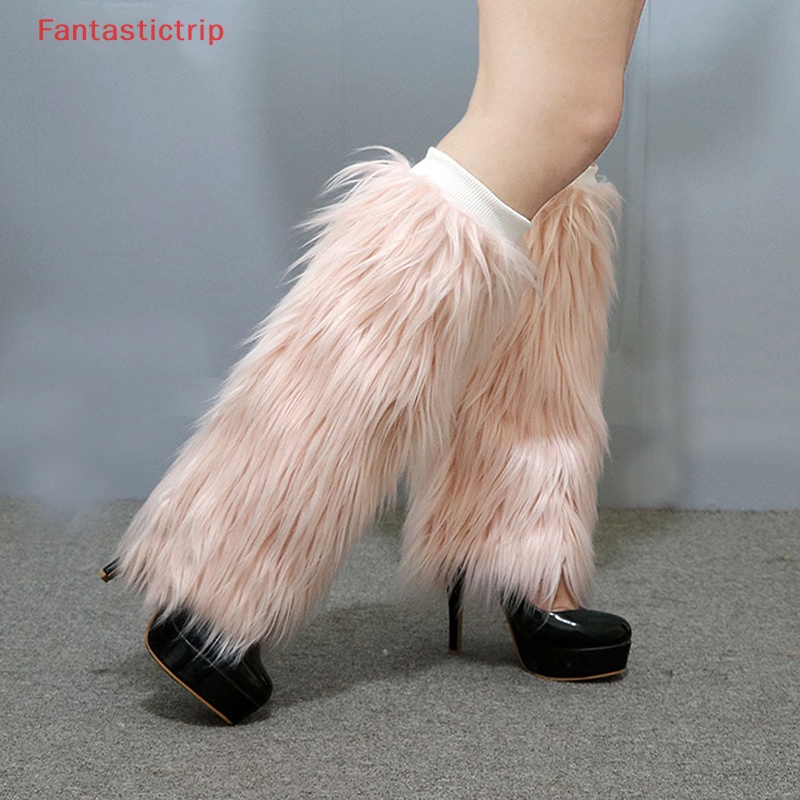 [Fantastictrip] Vớ Ống Chân Dài Bằng Lông Giả Màu Trơn Giữ Ấm Mùa Đông Phong Cách Harajuku Gothic Mới Cho Nữ