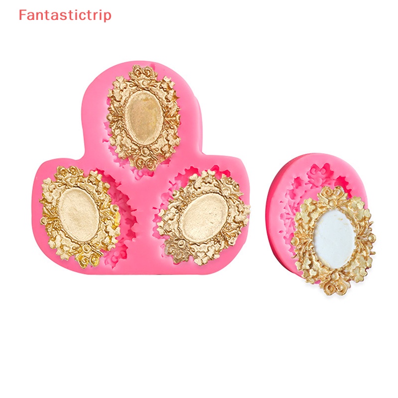[Fantastictrip] Khuôn Silicon Làm Khung Ảnh Cổ Điển Phù Hợp Cho Trang Trí Bánh Sô Cô La / Đất Sét Polymer