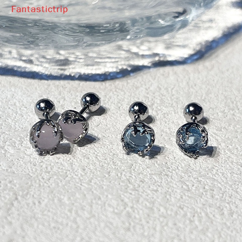 1 Đôi Khuyên Tai Xoắn Ốc Đính Đá Zircon Nhiều Màu Thời Trang Cho Nữ