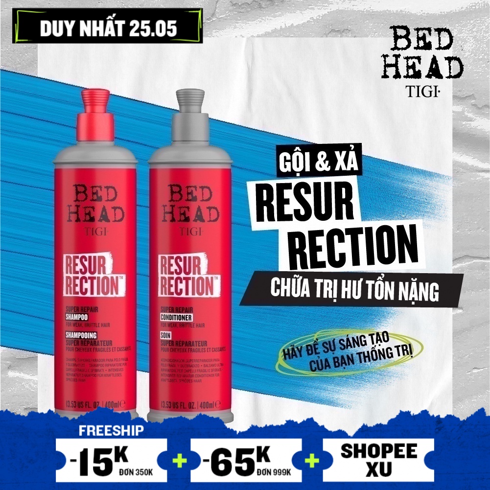 Combo Gội/xả phục hồi dành cho mái tóc hư tổn TIGI Bed Head Resurrection™
