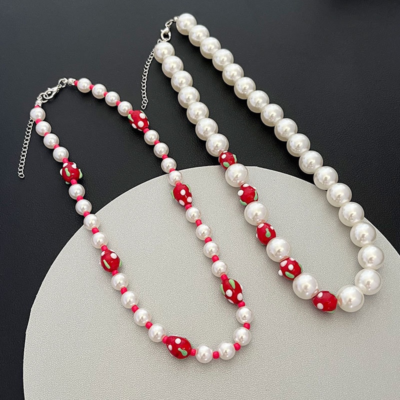 Vòng Cổ Ngọc Trai Dâu Tây Hạt Gạo Nước Ngọt Mùa Hè Thời Trang Mới Mẻ Thanh Lịch Và Tối Ưu