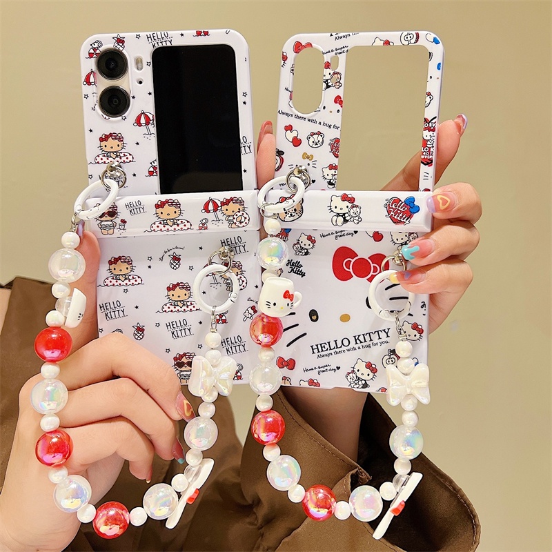 Ốp Điện Thoại Nắp Gập Chống Sốc Màu Kẹo Hình Mèo Hello Kitty Mặc Đồ Bơi Cho Oppo Find N2 Flip 5G