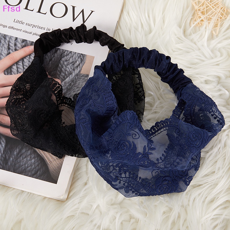 {Ffsd} Băng Đô Cài Tóc Vải Ren Trắng Mỏng Thoáng Khí Thêu Họa Tiết Thời Trang Đơn Giản * Bán Chạy