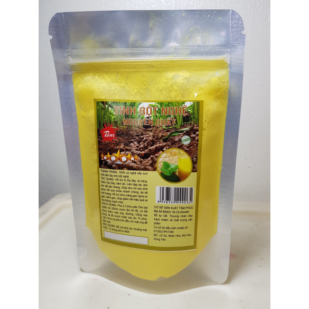 Tinh bột nghệ vàng (túi 100g), nghệ nếp nguyên chất, đắp mặt nạ nghệ, đẹp dáng đẹp da, trẻ đẹp, chống lão hóa