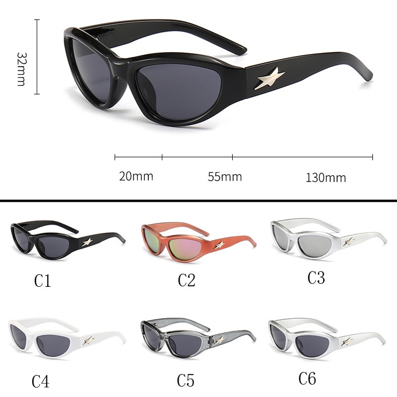 Kính Mát Tròng Năm Cánh Phong Cách Punk Hip Hop Y2K Cho Nam Nữ