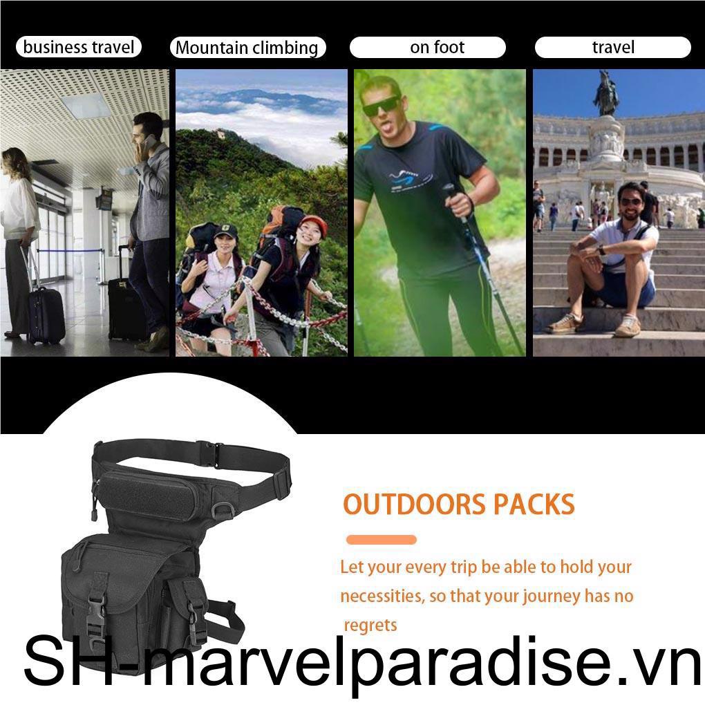 Túi Đeo Chân Bằng Vải Oxford Có Khóa Kéo Màu Đen Tiện Dụng Cho Hoạt Động Ngoài Trời