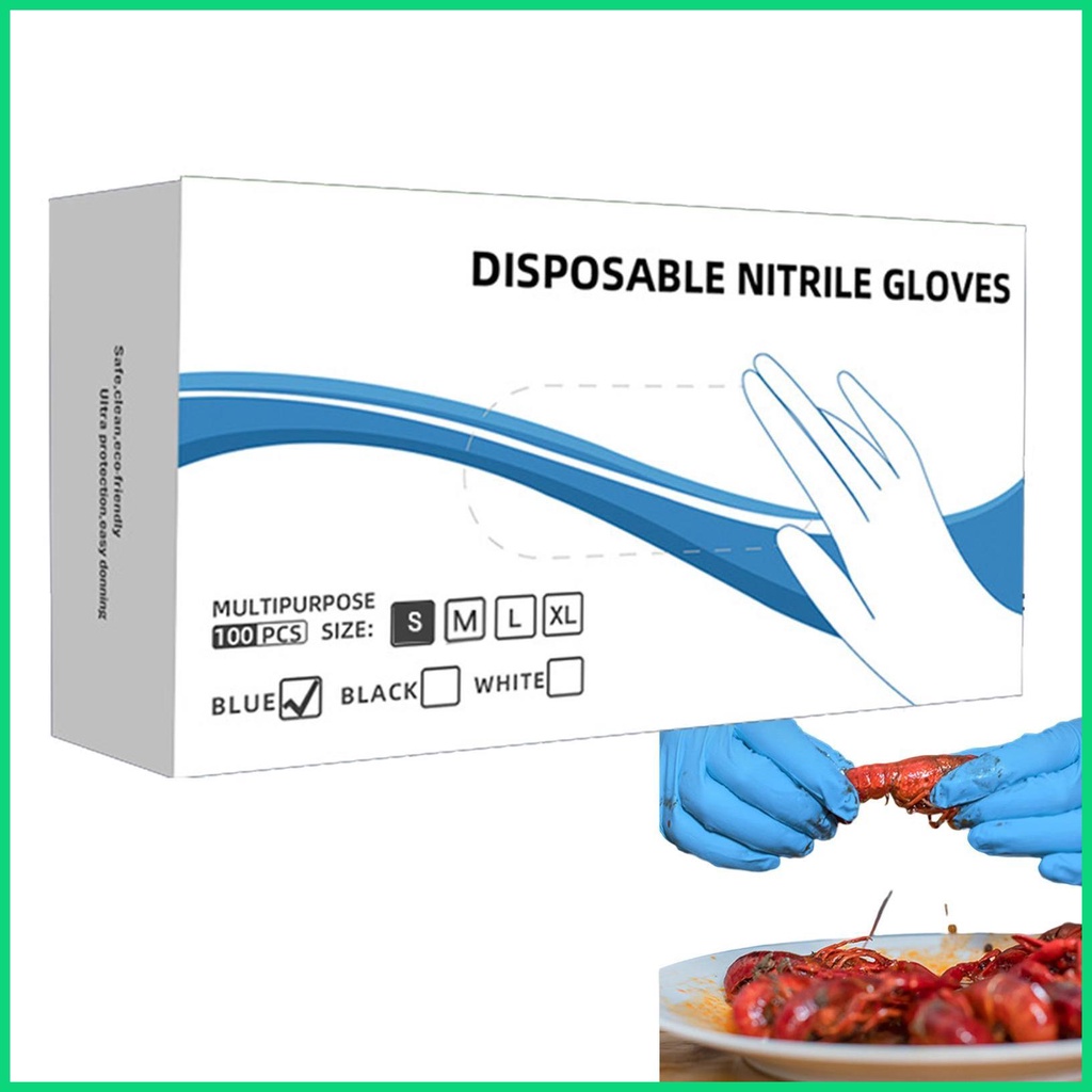 Set 100 Găng Tay Nitrile Co Giãn Tốt An Toàn Thực Phẩm Đa Ứng Dụng