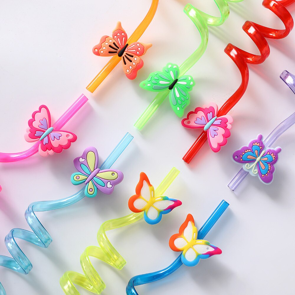 Ống Hút 26cm Hình Bướm Nhiều Màu Sắc Có Thể Tái Sử Dụng Trang Trí Tiệc Sinh Nhật Cho Bé Gái