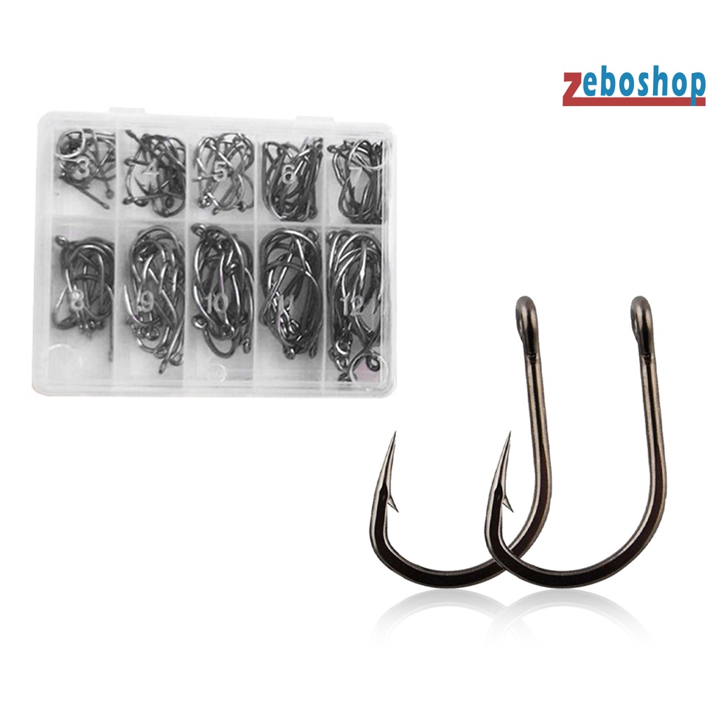 Set 100 Móc Câu Cá Hình Tròn Bằng Thép Carbon Sắc Bén Chắc Chắn