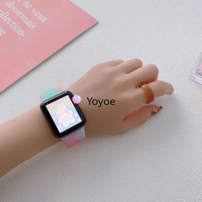 Dây Đeo Silicone Nhiều Màu Sắc Kích Thước 49mm 45mm 44mm 42mm 41mm 40mm 38mm Cho IWatch Series 8 7 6 5 4 3 SE 2 1