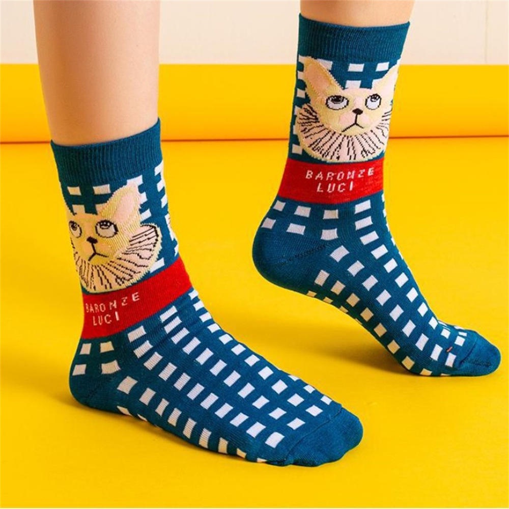 Vớ Cotton Cổ Cao Họa Tiết Dễ Thương Thời Trang Cho Nữ