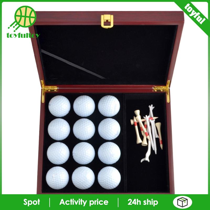 Hộp Gỗ Trưng Bày Bóng Golf 12 Lỗ Có Nắp Đậy Chắc Chắn