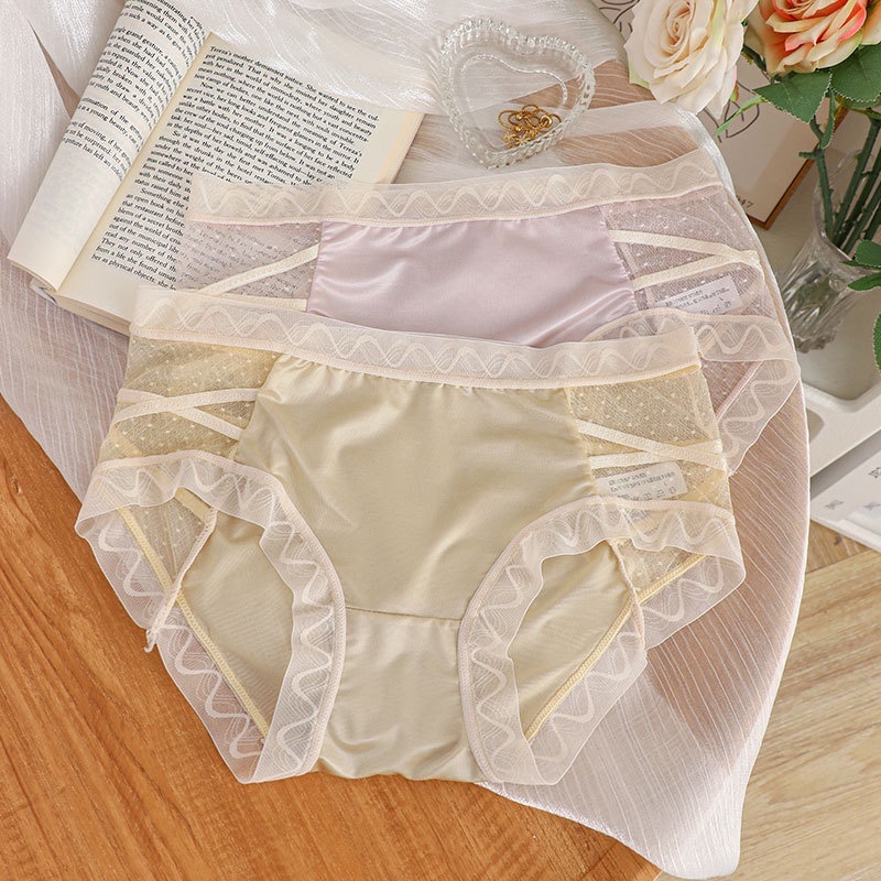 Take Talk Quần Lót Lụa Lạnh Lưng Vừa Không Đường May Kháng Khuẩn Cho Nữ
