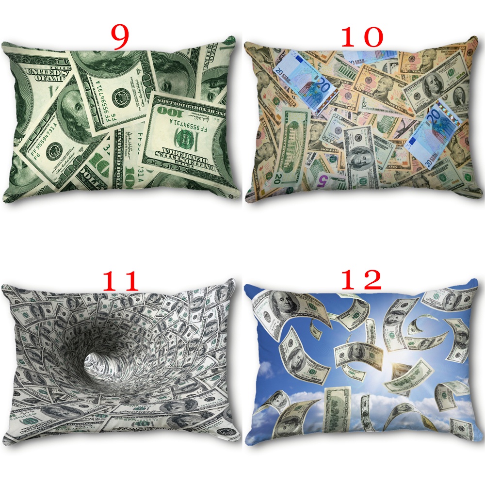 Vỏ Gối Hình Chữ Nhật In Hình 100 Đô La Polyeste Trang Trí Nhà Cửa