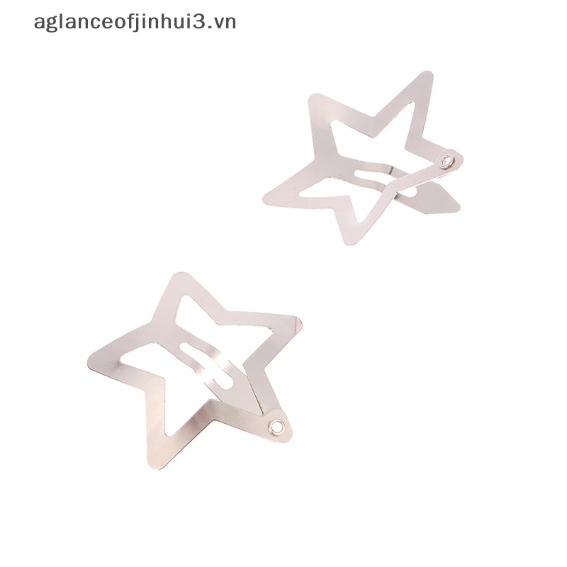 Set 4 Kẹp Tóc BB Hình Ngôi Sao Màu Sắc Bạc Đơn Giản Cho Bé Gái