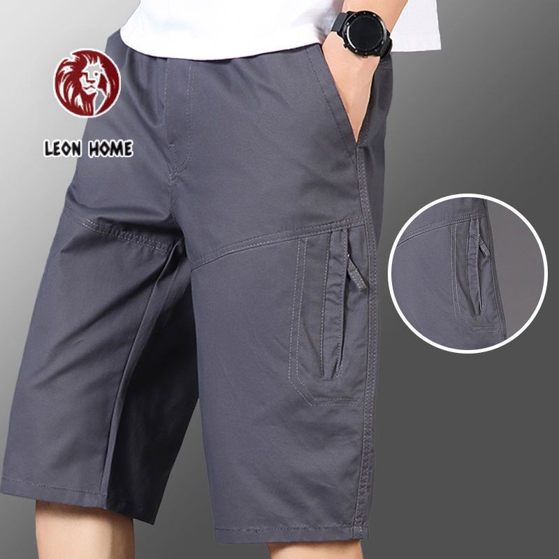 DICHUANGZHE Quần Lửng cotton Dáng Rộng Thấm Hút Mồ Hôi Phối Nhiều Túi Thời Trang Cho Nam