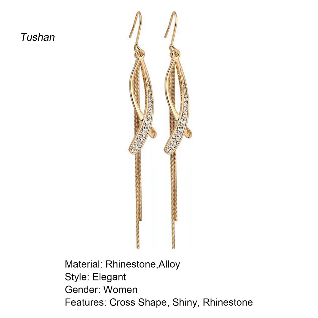 1 Đôi Bông Tai Hình Thánh Giá Đính Đá Lấp Lánh Dành Cho Nữ