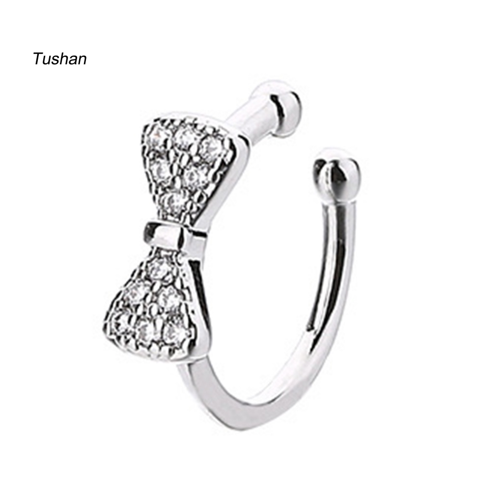 1 Khuyên Vành Tai Hình Nơ Đính Đá Lấp Lánh Phong Cách Pháp