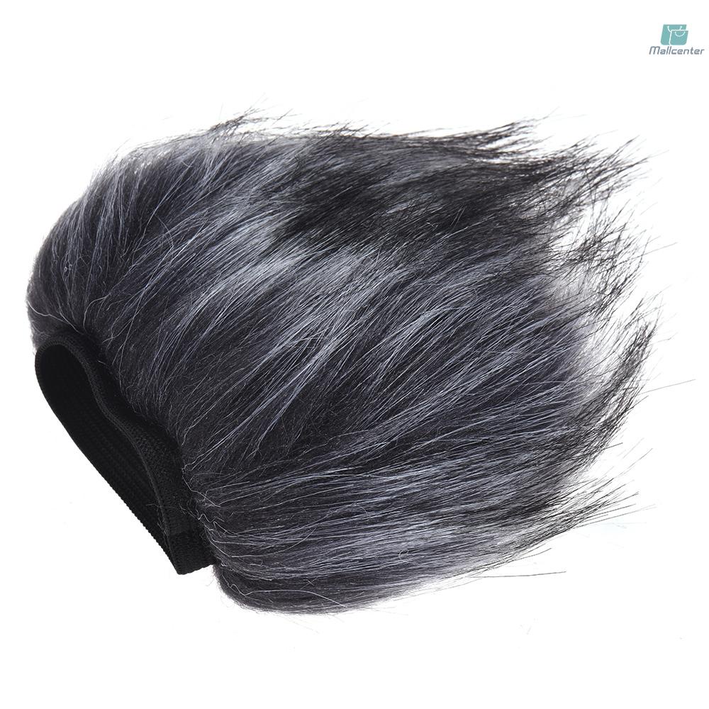EY-M23 Furry Outdoor Microphone Windscreen Artificial Fur Muff Wind Cover 12cm*12cm (L * D) for Zoom H1 H2N H4N Pro H6 for  D50 D100 Recorder Grey-White