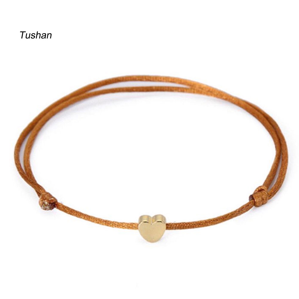 Vòng Tay Bện Dây May Mắn Mặt Trái Tim Cho Nam Nữ