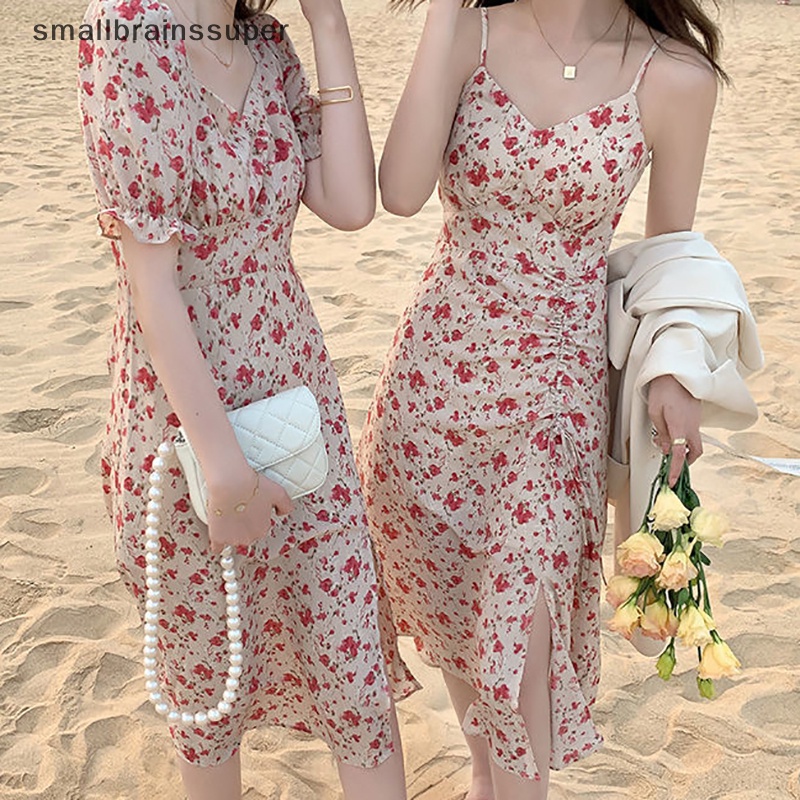 Đầm Midi Cổ Chữ V In Họa Tiết Hoa Thanh Lịch Thời Trang Mùa Hè Cho Nữ