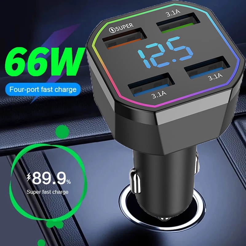 Bộ Sạc Nhanh 4 Cổng Usb Có Màn Hình Kỹ Thuật Số Đa Năng Cho Điện Thoại Di Động / MP3 / MP4 / Camera