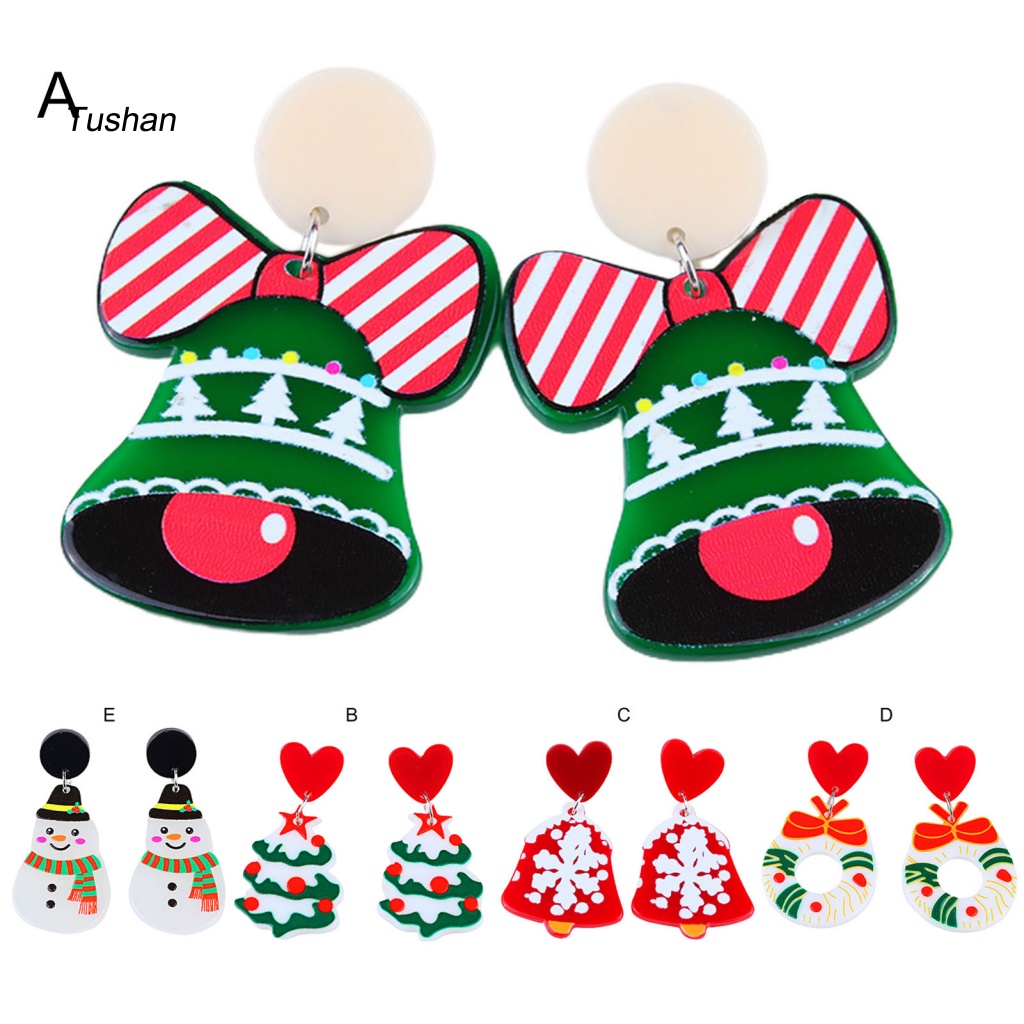 1 Cặp Chuông Giáng Sinh Kiểu Hoạt Hình Dễ Thương Cho Nữ [Ts] 1 Cặp