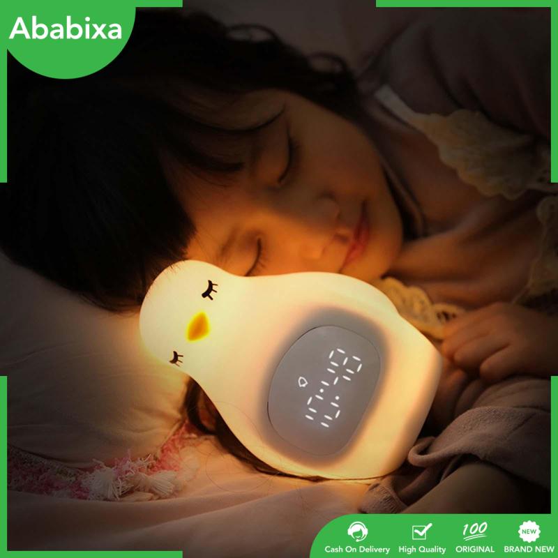[Ababixa] Đồng Hồ Báo Thức Để Bàn Bằng Silicon Có Thể Điều Chỉnh Độ Sáng Đèn USB Hoạt Hình Cho Phòng Ngủ Trẻ Em