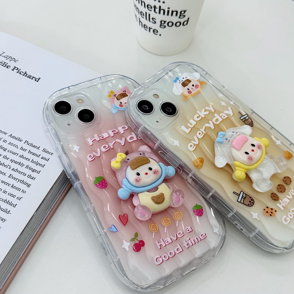 Ốp Điện Thoại Silicon TPU Mềm Trong Suốt Họa Tiết Hoạt Hình 3D Dạ Quang Chống Sốc Cho iPhone 13 12 11 Pro Max 14 Plus