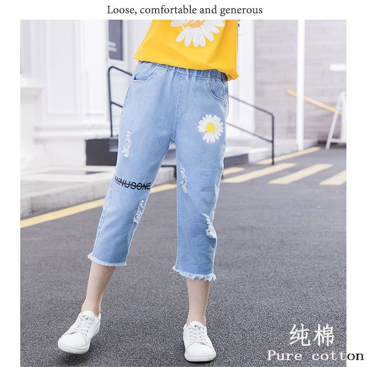 Quần Jeans Lửng Thời Trang Mùa Hè Dành Cho Bé Gái
