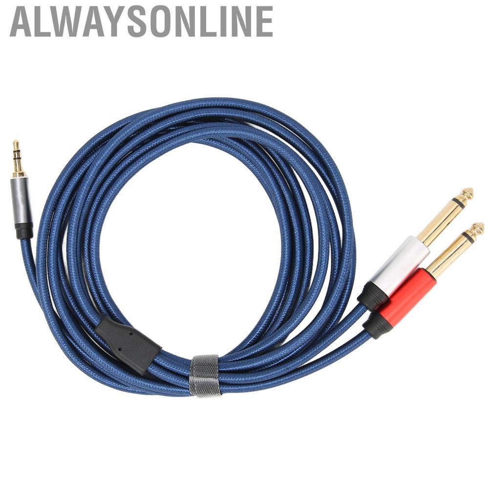 Alwaysonline 3.5mm Stereo Male To Dual 6.35mm Mono Cable Nylon Aluminum Alloy Hot