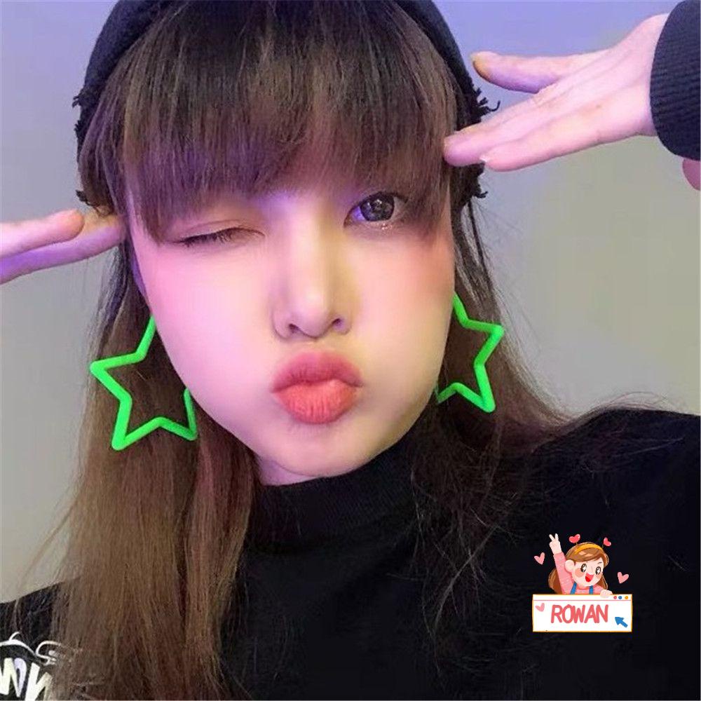 Bông Tai Hình Học Màu Dạ Quang Thời Trang Vintage Cho Nữ