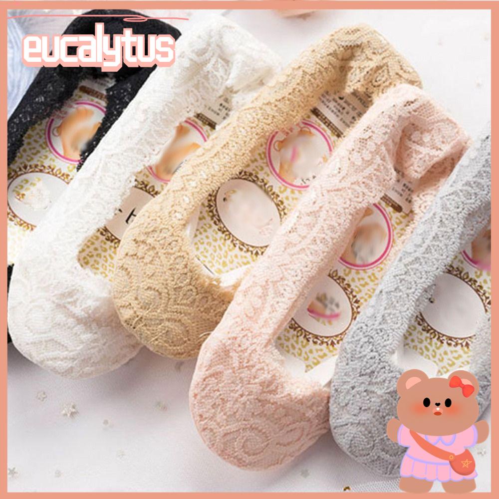 Vớ Thuyền Ren Cotton Gel Silicone Mỏng Tàng Hình Cổ Thấp Thoáng Khí