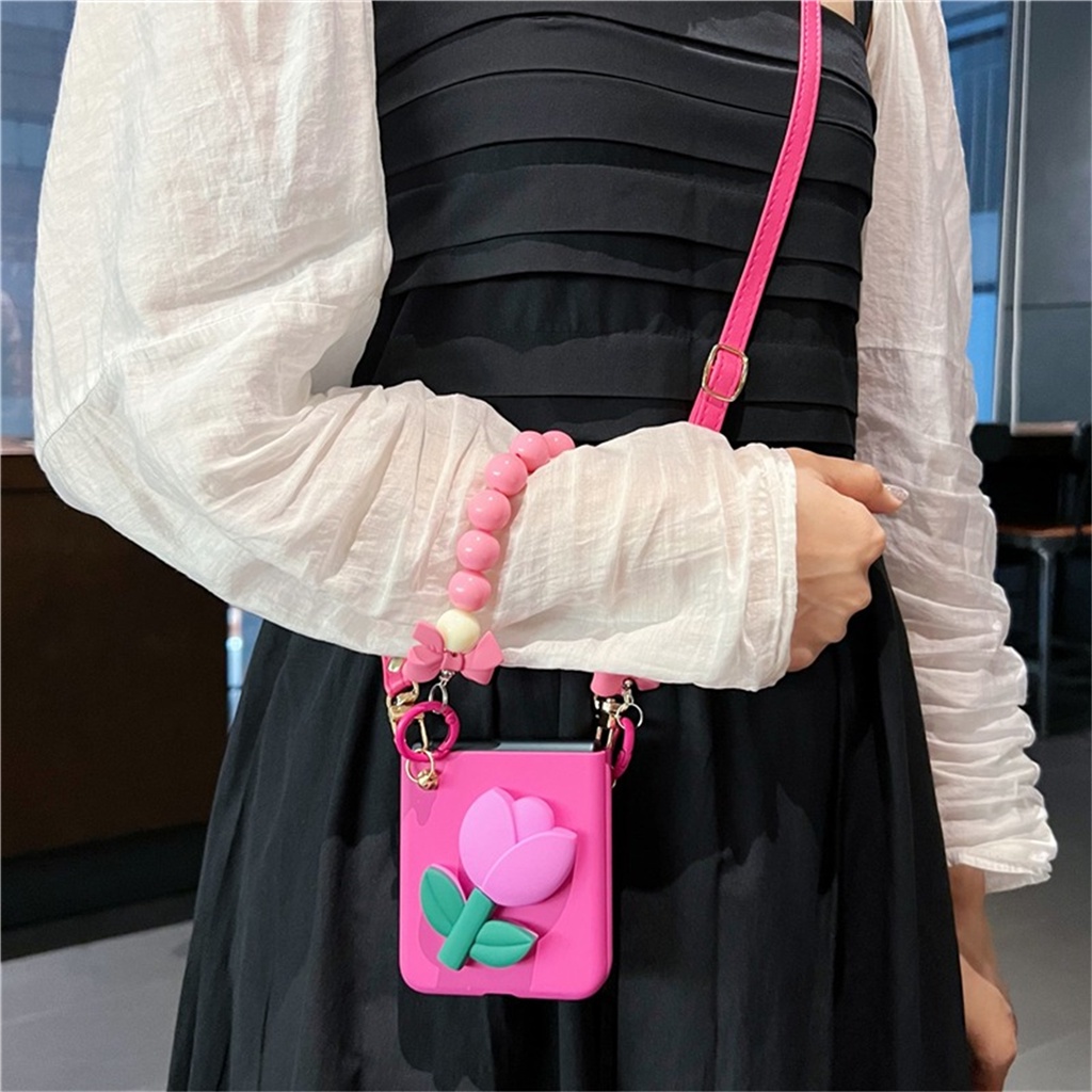 Ốp Điện Thoại Hình Hoa Tulip 3D Dễ Thương Cho Galaxy Z Flip4 5G Flip4 Z Flip3 Zflip3 Zflip4 Flip3