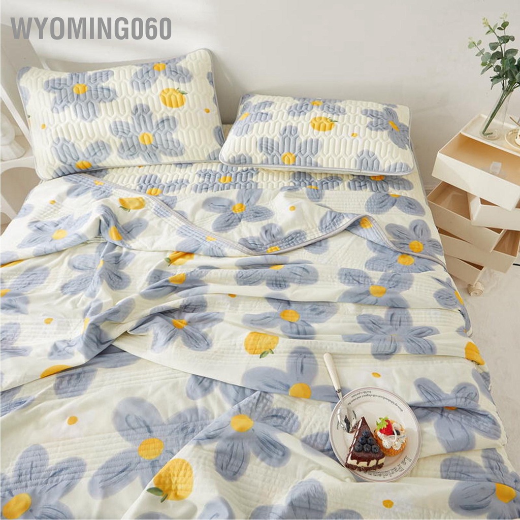 Wyoming060 Thảm Ngủ Cao Su Mềm Mại Thoáng Khí Thân Thiện Với Làn Da Làm Mát Nệm Topper Pad 2 Áo Gối Chần Gòn Cho Mùa Hè