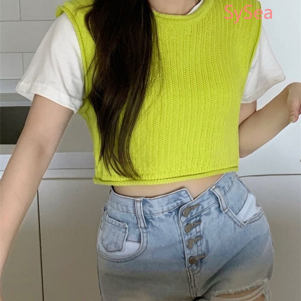 Áo Dệt Kim Không Tay Plus Size Phong Cách Hàn Quốc Cho Nữ