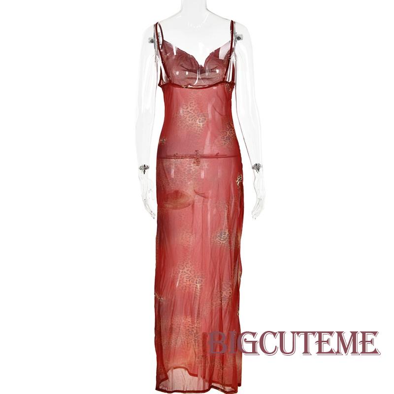 Đầm Dài Sát Nách Hở Lưng Họa Tiết Da Báo Thời Trang Đi Biển Mùa Hè Cho Nữ