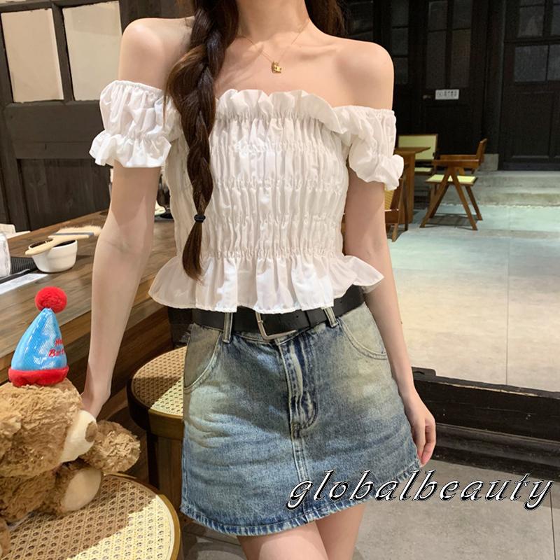 Áo Croptop Cổ Vuông Tay Bay Màu Sắc Trơn Thời Trang Mùa Hè Dành Cho Nữ