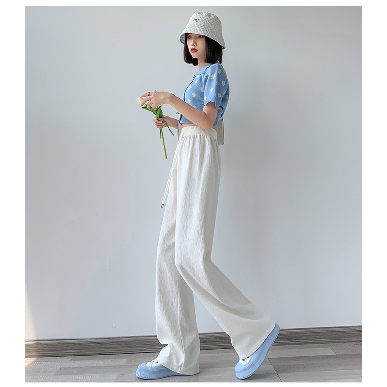 Quần ống rộng Lưng Cao Màu Trơn Chống Nắng Thời Trang Mùa Hè Mới Cho Nữ