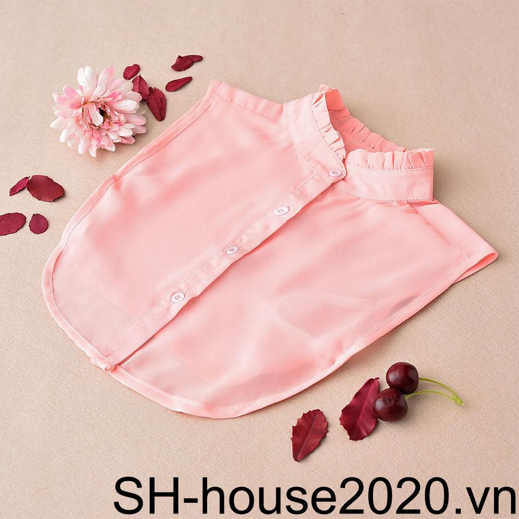 Cổ Áo Sơ Mi Giả Màu Trơn Đơn Giản Thời Trang Cho Nữ