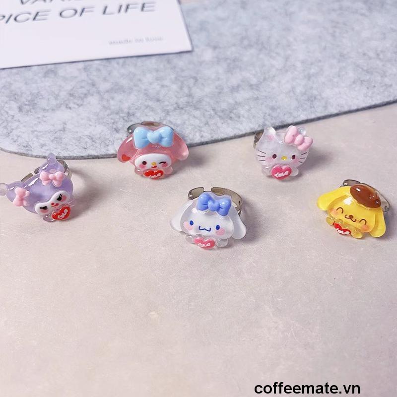 ⚡Nhẫn Hình Cún Sanrio Dễ Thương Có Cinnamon Kuromi Điều Chỉnh Kích Cỡ