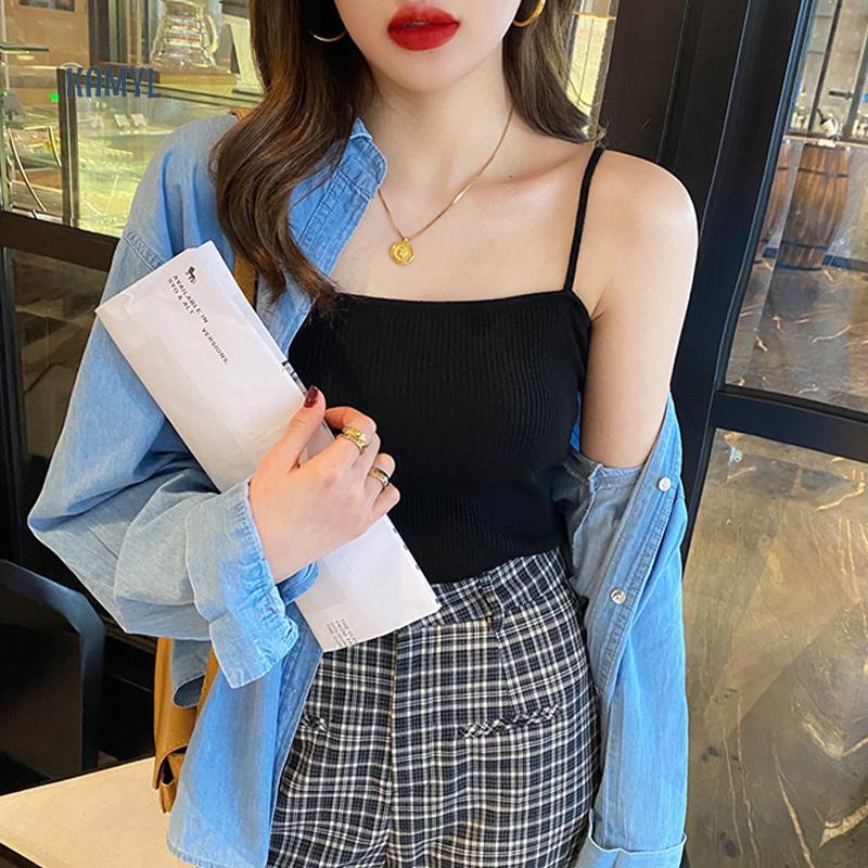 KAMYL Áo hai dây thời trang dễ phối đồ phong cách Hàn Quốc dành cho nữ