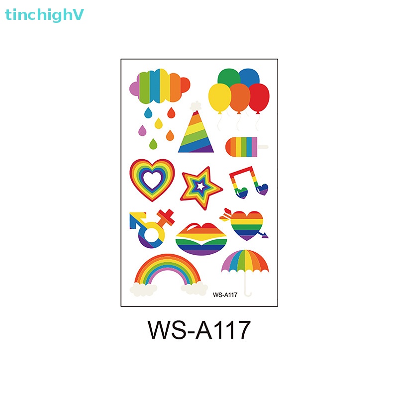 [TinchighV] Hình Xăm Dán Tạm Thời LGBT Nhiều Màu Sắc Gradient Parade