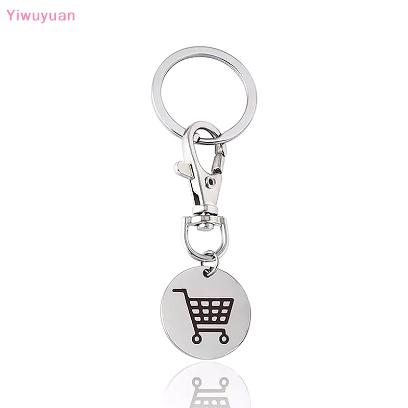 Móc Khóa Hình Logo Xe Đẩy Mua Sắm Bằng Thép Không Gỉ Màu Đen Mới